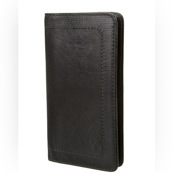 Louis Vuitton Porte Valeurs Cartes Brazza Black Pebbled Leather Wallet - Picture 7 of 11
